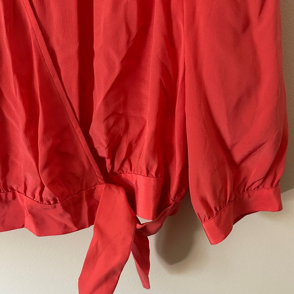 Madewell Salmon Silk Wrap Blouse - Picture 3 of 6